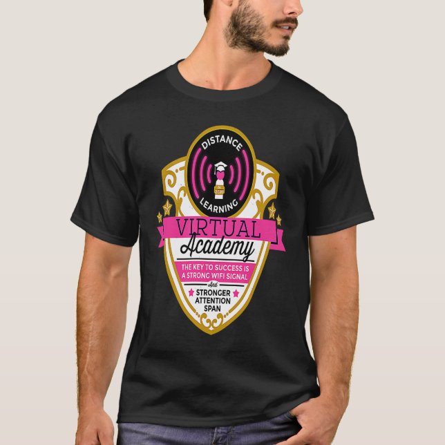 Camiseta Edu remoto Wifi da Academia Virtual de Aprendizado (Frente)