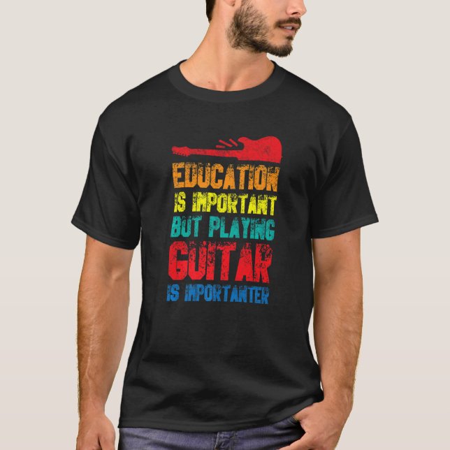 Camiseta Educação É Importante Mas Tocar Violão É Important (Frente)