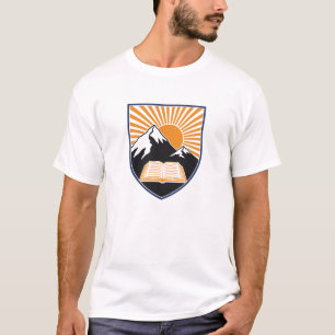 Camiseta Educação Escudo Sol Livro Montanha