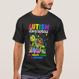 Camiseta Educar Autismo Conscientização Tartaruga Peças de