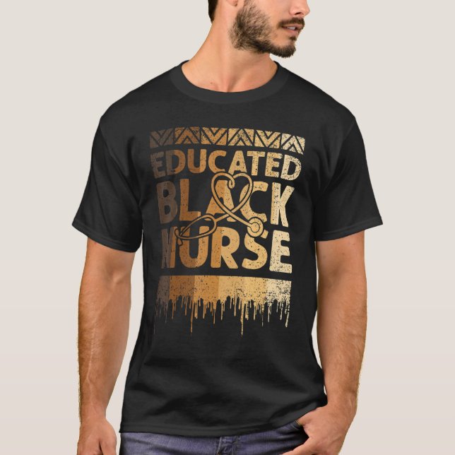 Camiseta Educated Black Nurse Black History Month BLM Melan (Frente)