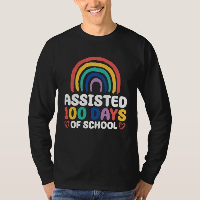 Camiseta Educational Assistant 100 Days Of School Paraeduca (Frente)