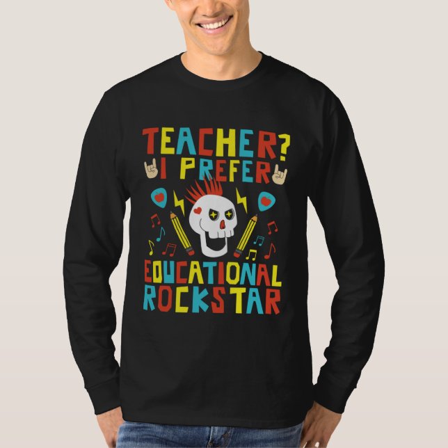 Camiseta Educational Rockstar Music Teacher First Day of Sc (Frente)