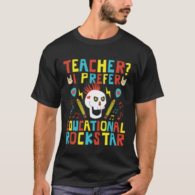 Camiseta Educational Rockstar Music Teacher First Day of Sc (Frente)