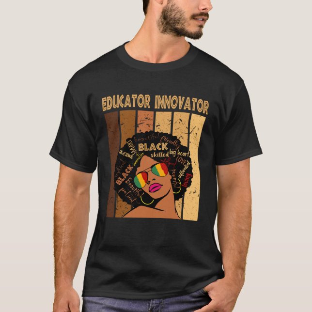 Camiseta Educator Innovator Afro African American Black His (Frente)