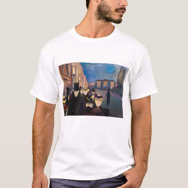 Camiseta Edvard Munch - Noite em Karl Johan Street (Frente)