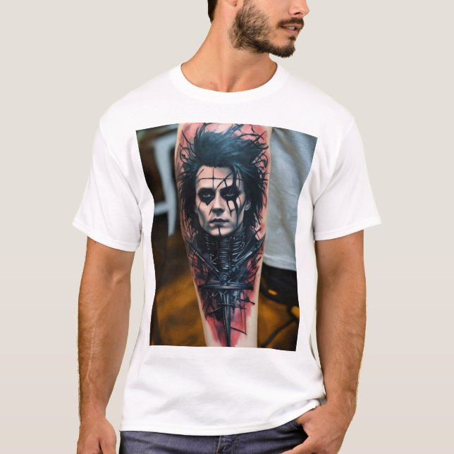 Camiseta Edward Scissorhand Abstrato Tattoo T-Shirt (Frente)