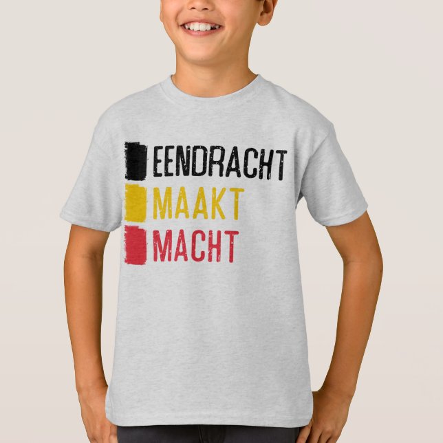 Camiseta Eendracht Maakt Macht Motto Belga Tee, Bélgica (Frente)