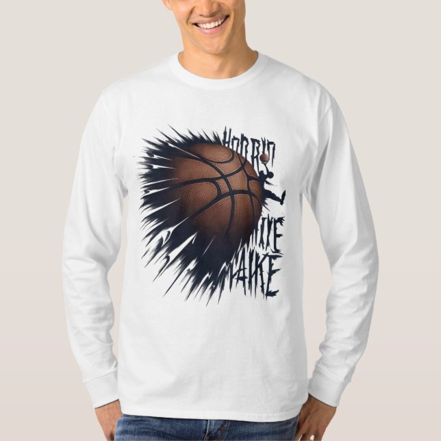 Camiseta Eerie Dunk: Design de basquete do Halloween (Frente)