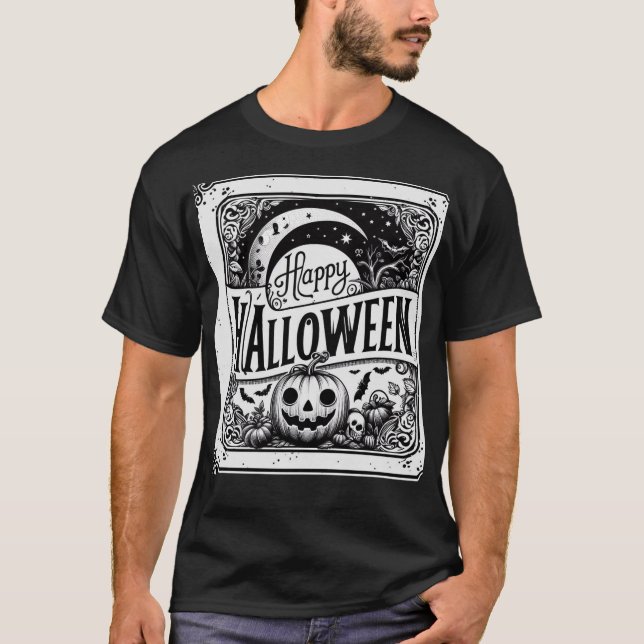 Camiseta Eerie Halloween Night Pumpkin Celebration Tee (Frente)