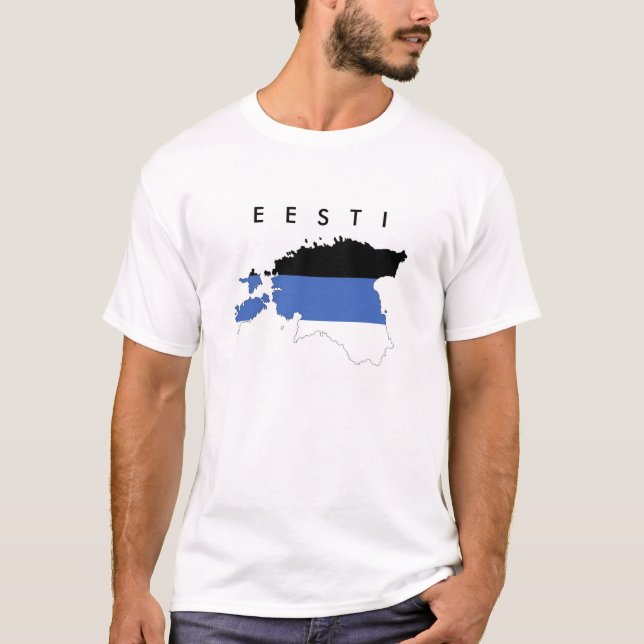 Camiseta eesti do texto do símbolo da forma do mapa da (Frente)