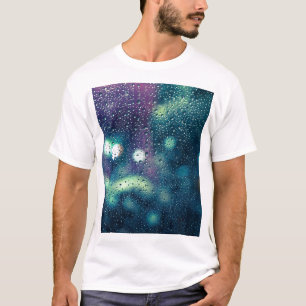 Camiseta Efeito Da Janela Da Chuva Da Vintagem Diminui