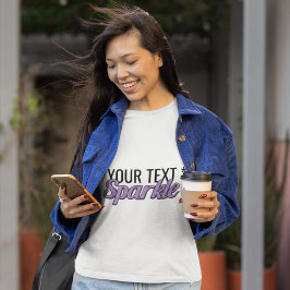 Camiseta Efeito de brilho púrpura do Sparkle de texto perso