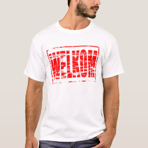 Camiseta Efeito de carimbo de borracha vermelho Welkom (Boa