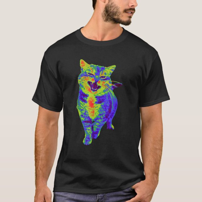 Camiseta Efeito de Derrame Gato Engraçado Memória Gato (Frente)