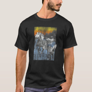 Camiseta Efeito de Distress Cavalos Correndo Sobre a Praça