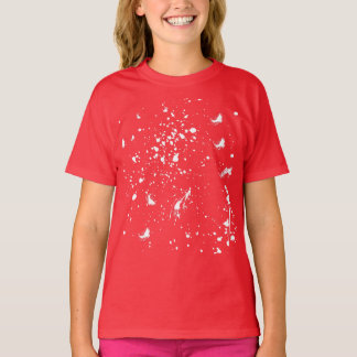 Camiseta Efeito de Mancha de Tinta Gráfica Branca
