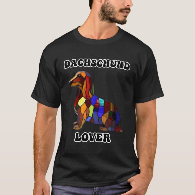 Camiseta Efeito de Vidro Contido Dachschund (Frente)