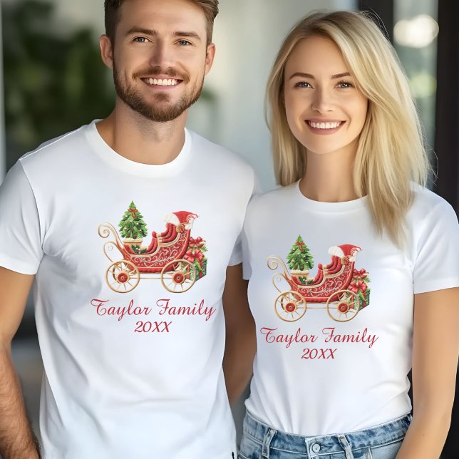 Camiseta Efeito do bordado da prega de Natal personalizado (Criador carregado)