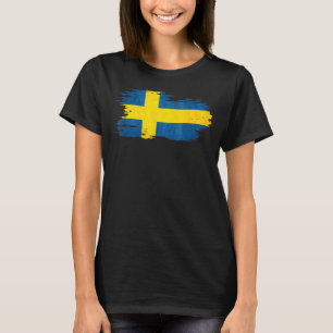 Camiseta Efeito Pincel de Bandeira Nacional da suecia