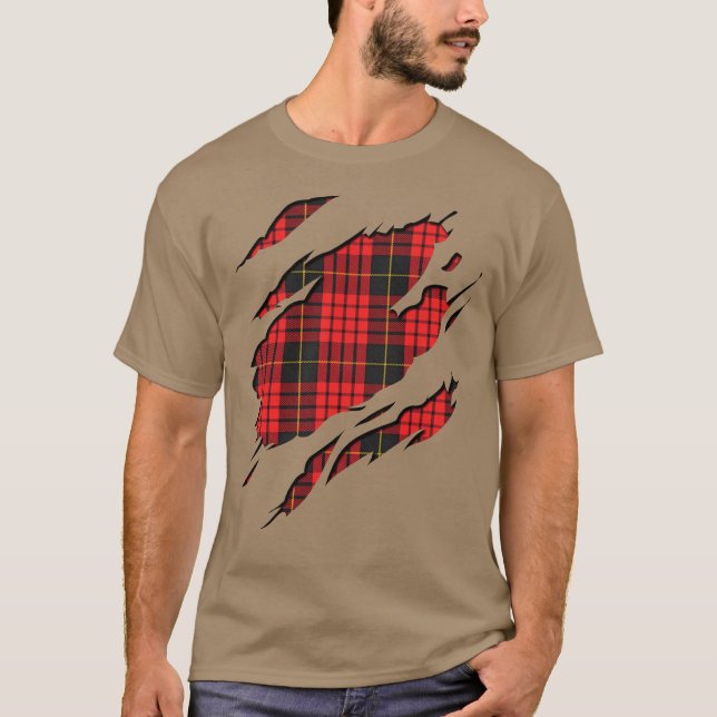 Camiseta Efeitos da xadrez de Tartan de MacQueen do clã (Frente)
