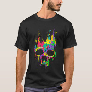 Camiseta Efeitos de Pixel de Caveira Trippy EDM Rave Festa 