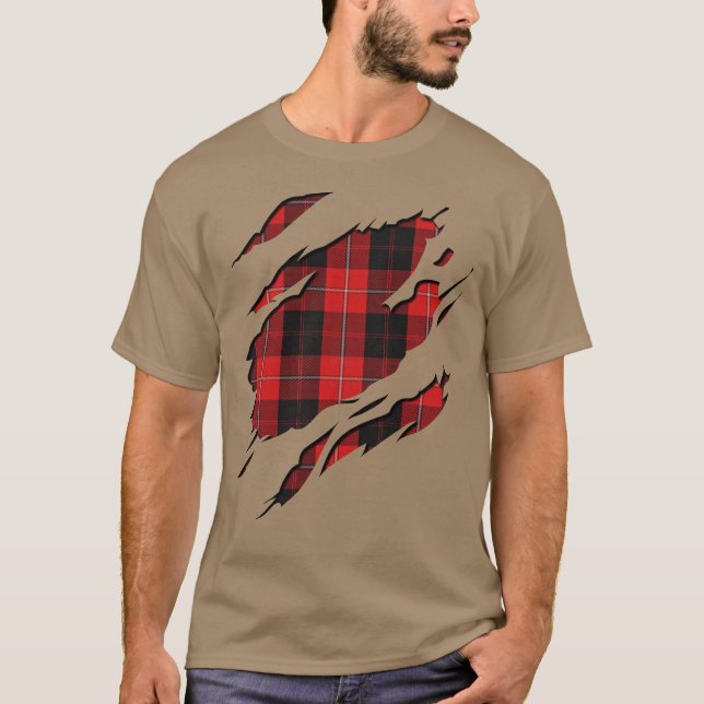 Camiseta Efeitos de Xadrez Tartã do Clã Cunningham (Frente)