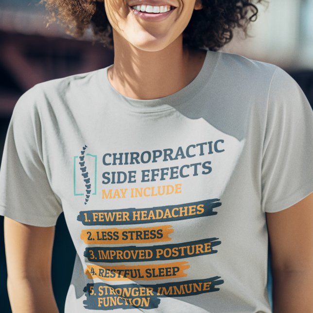 Camiseta Efeitos Secundários Chiropractic Gag Chiropractor  (Chiropractic Side Effects Funny Chiropractor Swag T-Shirt)