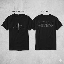 Camiseta Efesios Redimidos 1:7 Citação Pregos Cruz Cristã