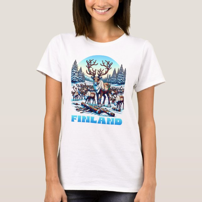 Camiseta Efetivo de renas da Finlândia (Frente)