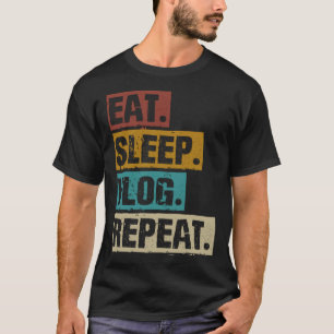 Camiseta Efetue o sono Vlog Repetir Retro Vintage Vlogg