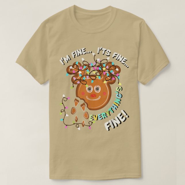Camiseta ÉFineChristmas Lights Reindeer Gingercake Cook (Frente do Design)