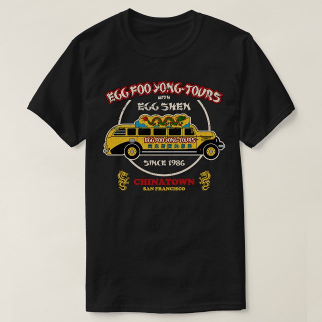 Camiseta Egg Foo Yong Tours Chinatown (Frente do Design)