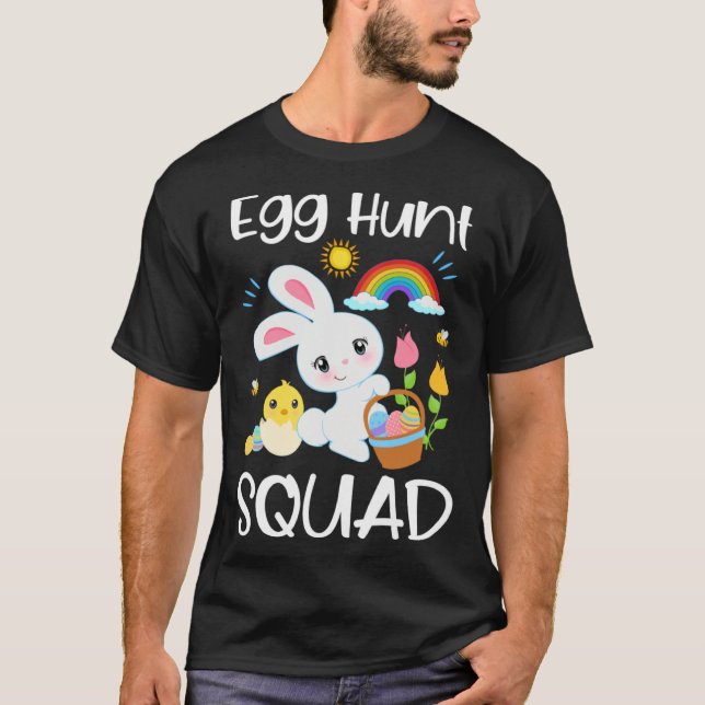 Camiseta Egg Hunt Squad Cute Quote Easter Bunny Baby Chick  (Frente)