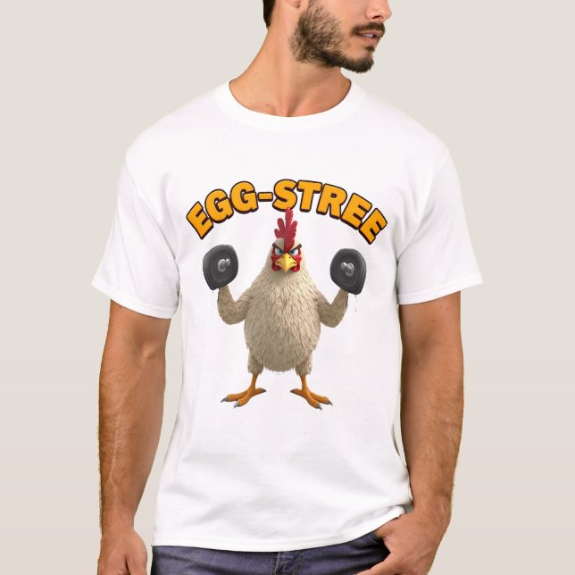 Camiseta Egg-Streme” Funny Gym Chicken T-shirt Cute Fitness (Frente)