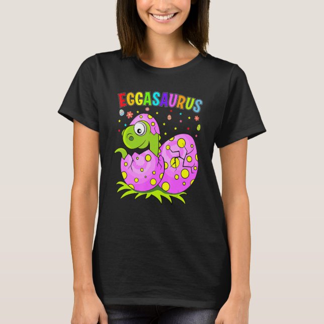 Camiseta Eggasaurus Stegosaurus Dinossauro de Ovo Páscoa Fu (Frente)