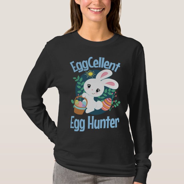 Camiseta Eggcellent Egg Hunter Cute Easter Bunny Quote Sayi (Frente)