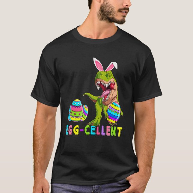 Camiseta Eggcellent Eggs Cellent Hunter Dinosaur Bunny rex  (Frente)