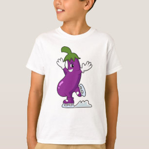 Camiseta EggPlant em patinagem com gelo com skates de gelo