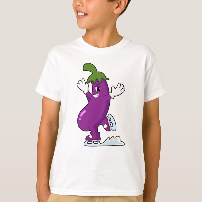 Camiseta EggPlant em patinagem com gelo com skates de gelo (Frente)