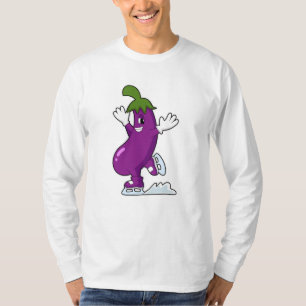 Camiseta EggPlant em patinagem com gelo com skates de gelo
