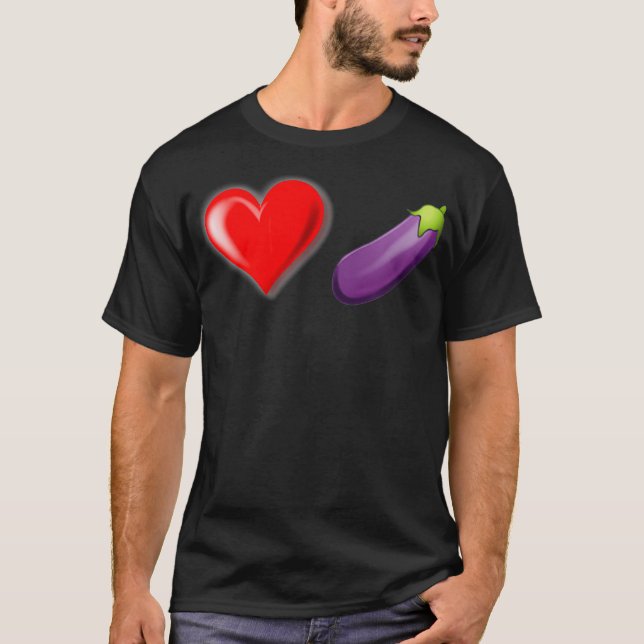 Camiseta EggPlant Emoji do Coração LGBTQ (Frente)