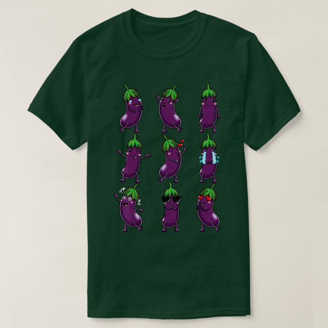 Camiseta EggPlant Emoticon Vegetarian Vegan (Frente do Design)