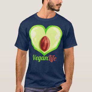 Camiseta EggPlant Vegan Life Go Vegan em Forma de Coração