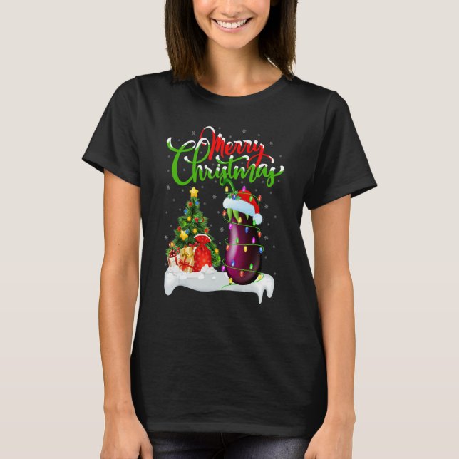 Camiseta Eggplant   Xmas Decorations Santa Eggplant Christm (Frente)