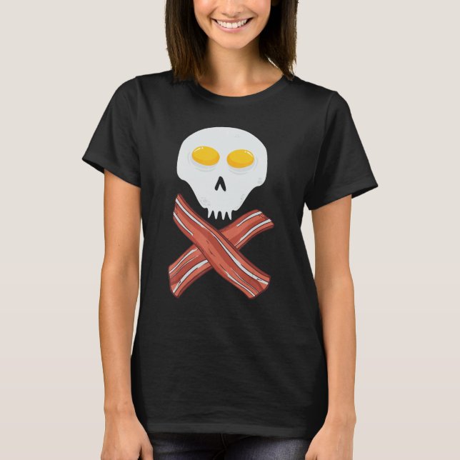 Camiseta Eggs and Bacon Skull Pirates Crossbone Meat (Frente)