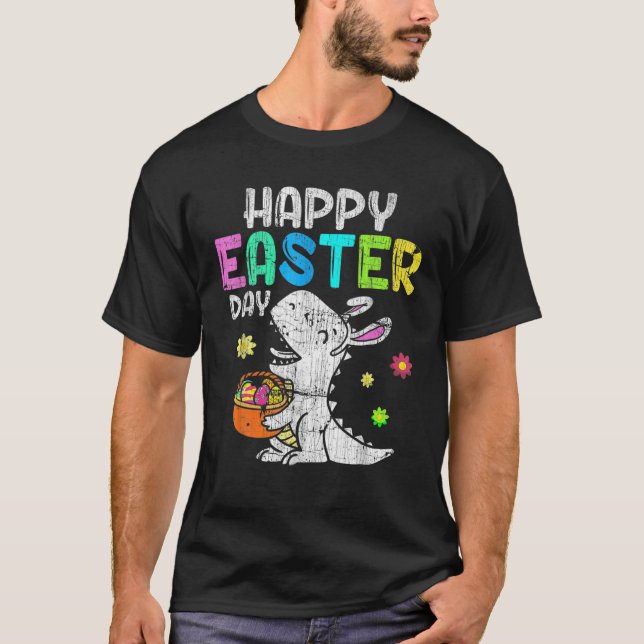 Camiseta Eggs Basket Bunny T Rex Dinosaur Funny Easter S Bo (Frente)
