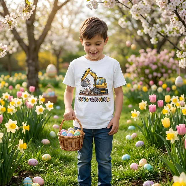 Camiseta Eggs Cavator Funny Easter Excavator Boys Design (Criador carregado)