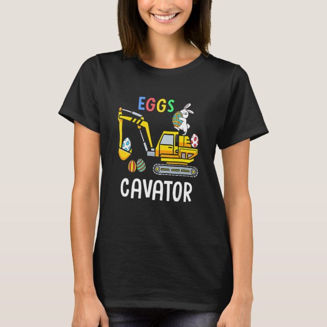 Camiseta Eggs Cavator Happy Easter Bunny Cute Boys Girls Ki (Frente)