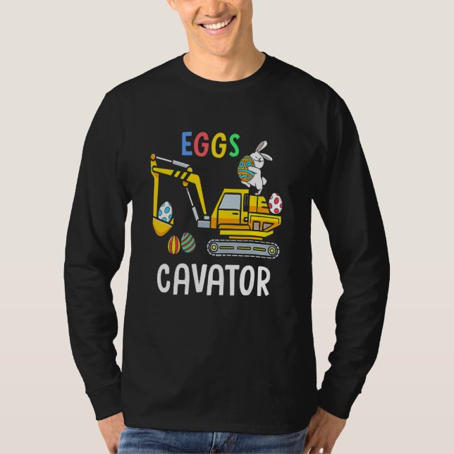 Camiseta Eggs Cavator Happy Easter Bunny Cute Boys Girls Ki (Frente)